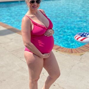 Isabel Maternity by Ingrid & Isabel Pink One Piece Swimsuit